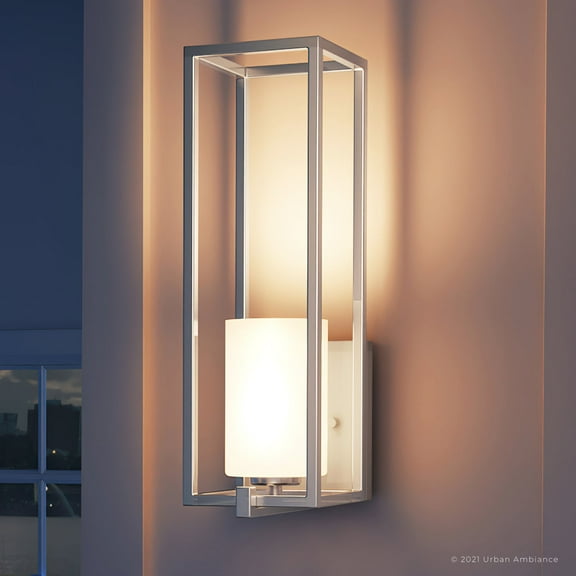 Luxury Minimalist Indoor Wall Sconce, 18''H x 5.5''W, with Modern Style Elements, Urban Loft Design, Brushed Nickel Finish and Etched Opal, UHP3140