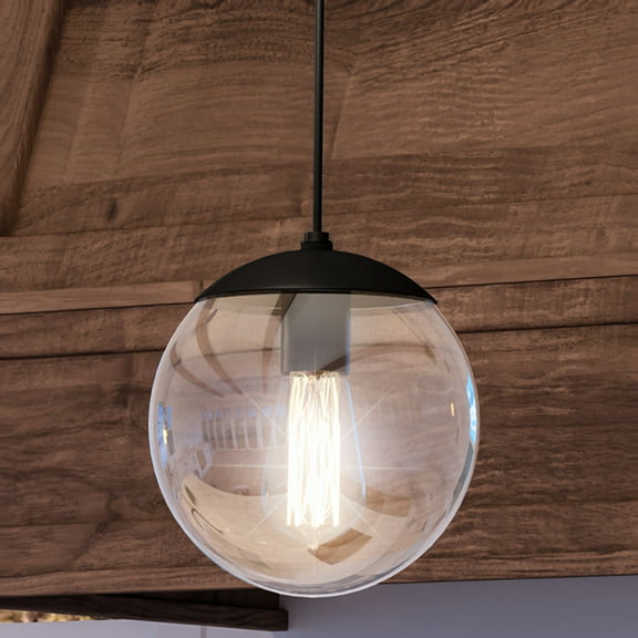 Luxury Minimalist Pendant, 10.5H x 10W, with Modern Farmhouse Style, Midnight Black, UHP4015 by Urban Ambiance