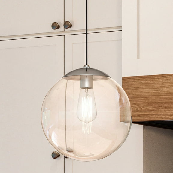 Luxury Minimalist Pendant, 12.5H x 12W, with Modern Farmhouse Style, Brushed Nickel, UHP4016 by Urban Ambiance