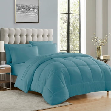 Luxury Misty Blue 5-piece Bed in a Bag Down Alternative Comforter Set, Twin-XL