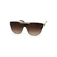thumbnail image 1 of Luxury Mobster Flat Top Shield Metal Rim Sunglasses Gold Brown, 1 of 4