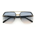 thumbnail image 1 of Luxury Mobster Rimless Half Rim Oversized Rectangle Metal Sunglasses Gold - Black Beige, 1 of 8