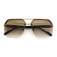 thumbnail image 1 of Luxury Mobster Rimless Half Rim Oversized Rectangle Metal Sunglasses Gold - Brown, 1 of 8