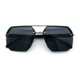 thumbnail image 1 of Luxury Mobster Rimless Half Rim Oversized Rectangle Metal Sunglasses Silver - Black, 1 of 8