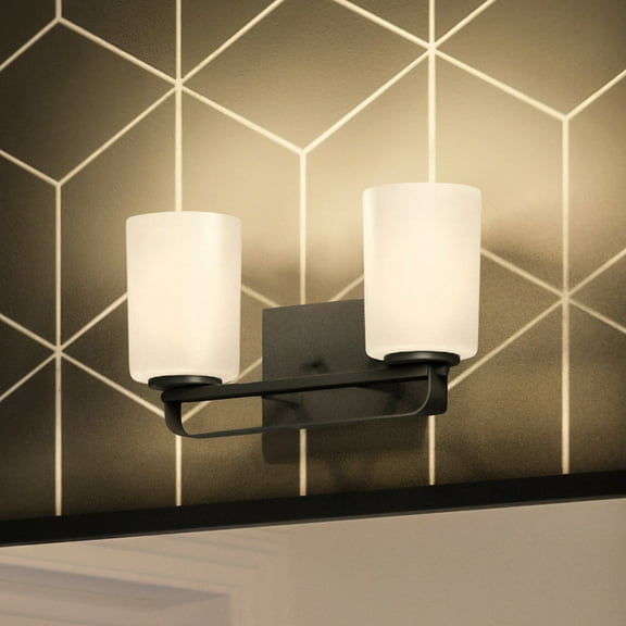 Luxury Modern Bath Light, 7.625H x 13.625W, with Modern Farmhouse Style, Midnight Black, UHP4113 by Urban Ambiance