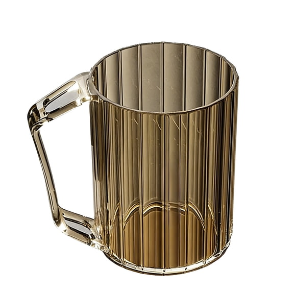 Luxury Modern Bathroom Plastic Toothbrush Cup with Integrated Handle, Tall Ridged Texture, Spacious Wide Mouth, Durable Transparent Material for Elegant Vanity Decor