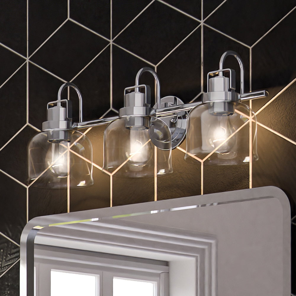 Luxury Modern Farmhouse Bath Light, 9''H x 24''W, Brushed Nickel Finish, Gildova Collection, by Urban Ambiance