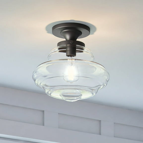 Luxury Modern Farmhouse Ceiling Light, 12''H x 12''W, Dark Bronze Finish, Onchan Collection, by Urban Ambiance