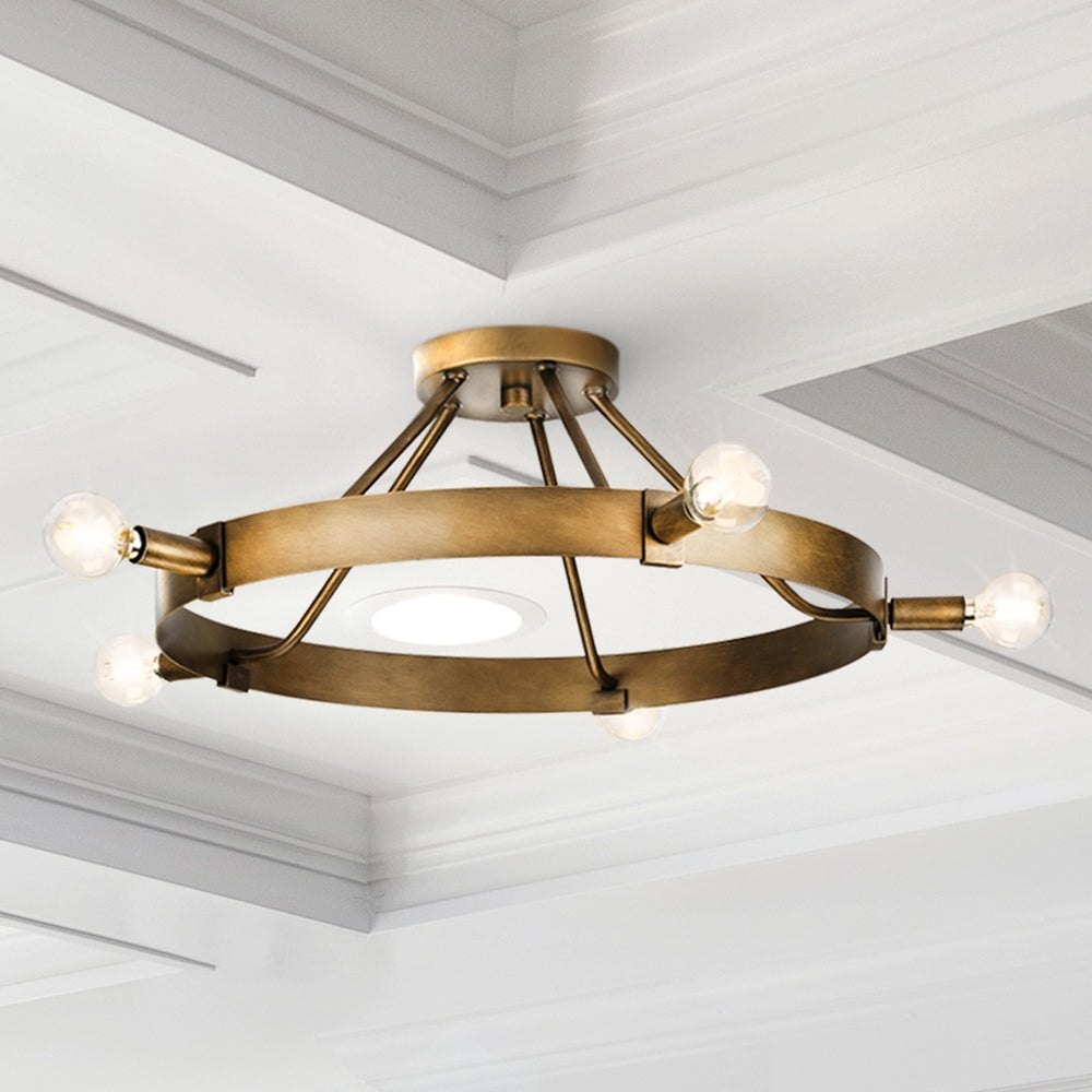 Luxury Modern Farmhouse Ceiling Light, Aged Bronze, UHP4481