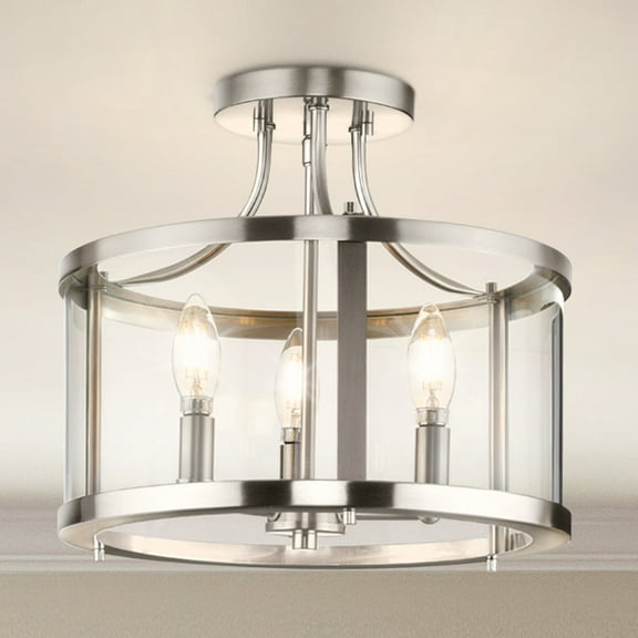 Luxury Modern Farmhouse Ceiling Light, Brushed Nickel, UHP4591