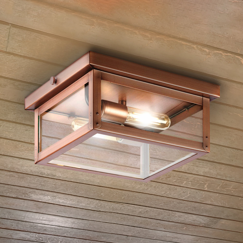 Luxury Modern Farmhouse Ceiling Light, Medium Size: 5.5''H x 12.375''W, with Coastal Style Elements, Antique Copper Finish, UHP1531 from the Darwin Collection by Urban Ambiance
