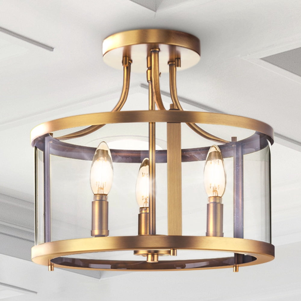 Luxury Modern Farmhouse Ceiling Light, Vintage Brass, UHP4592