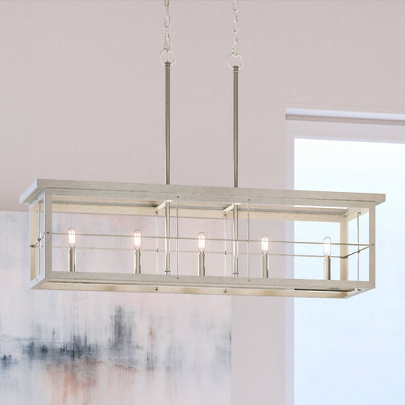 Luxury Modern Farmhouse Chandelier, 11H x 40W, with Coastal Style, Brushed Nickel, UHP3950 by Urban Ambiance