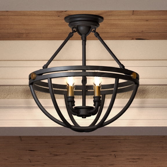 Luxury Modern Farmhouse Indoor Ceiling Light, 14.00''H x 15.75''W, with Traditional Style Elements, Posh Design, Estate Bronze Finish and Open Candlestick, UQL4240