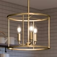 thumbnail image 1 of Luxury Modern Farmhouse Indoor Chandelier, 18.00''H x 14.00''W, with Transitional Style Elements, Modern Design, Olde Brass Finish and Open Steel Frame, UQL3793, 1 of 8
