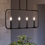 Luxury Modern Farmhouse Indoor Chandelier, 19.75H x 32.00W, with Transitional Style Elements, Modern Design, Matte Black Finish and Open Steel Frame, UQL3797