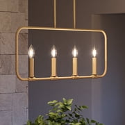 Luxury Modern Farmhouse Indoor Chandelier, 19.75''H x 32.00''W, with Transitional Style Elements, Modern Design, Olde Brass Finish and Open Steel Frame, UQL3796