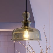 Luxury Modern Farmhouse Indoor Pendant, 11.25H x 12W, with Electrical Insulator Style Elements, Vintage Design, Olde Bronze Finish and Glass, UHP3042