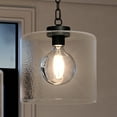 thumbnail image 1 of Luxury Modern Farmhouse Indoor Pendant, 13.25''H x 12.00''W, with Transitional Style Elements, Modern Design, Matte Black Finish and Clear Hammered Glass, UQL3791, 1 of 8