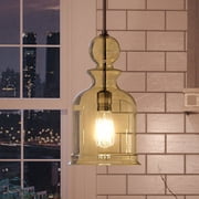 Luxury Modern Farmhouse Indoor Pendant, 16.5''H x 9''W, with Electrical Insulator Style Elements, Vintage Design, Olde Bronze Finish and Glass, UHP3045