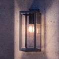 thumbnail image 1 of Luxury Modern Farmhouse Outdoor Wall Sconce, 20.00''H x 7.00''W, with Industrial Style Elements, Minimalist Design, Natural Black Finish and Clear Glass Panel With Beveled Edge, UQL1332, 1 of 7