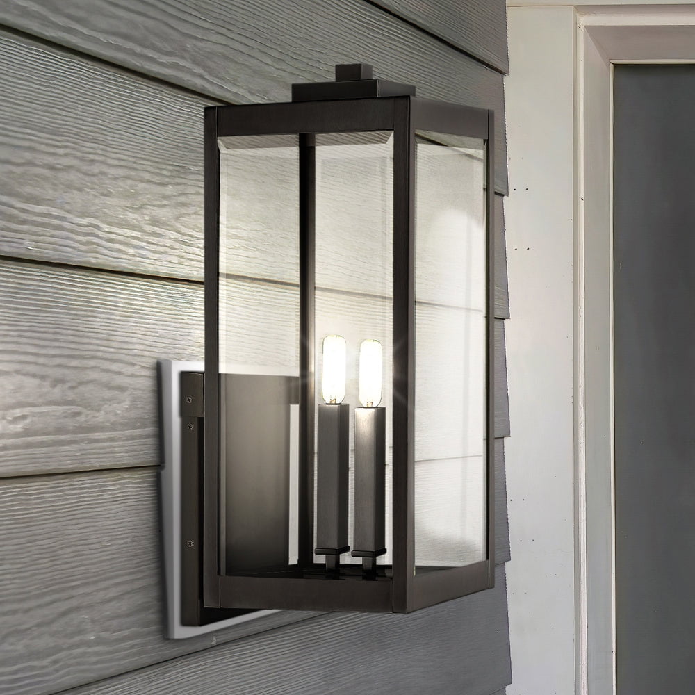 Luxury Modern Farmhouse Wall Sconce, Large Size: 22.75''H x 9.00''W, with Modern Style Elements, Earth Black Finish, UQL1892 from the Quincy Collection by Urban Ambiance
