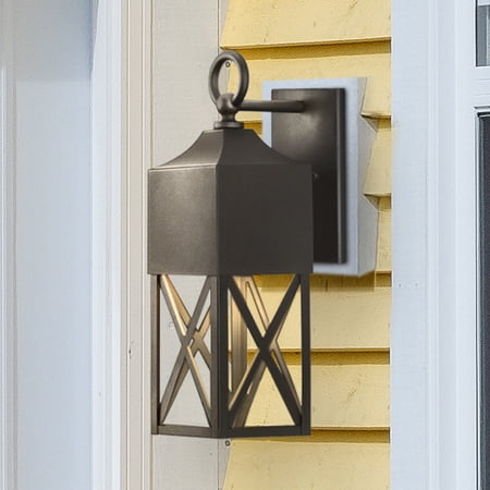 Luxury Modern Farmhouse Wall Sconce, Small Size: 18.375''H x 8.25''W, with Modern Rustic Style Elements, Textured Black Finish, UHP1562 from the Sunnybank Collection by Urban Ambiance