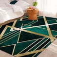 thumbnail image 1 of Luxury Modern Geometric Living Room Carpets Home ration Golden Green Rugs for Bedroom Washable Fluffy Large Area Mat Bedside, 1 of 5