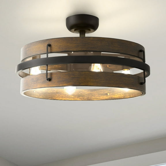 Luxury Modern Rustic Ceiling Fan, Large Size: 10.25''H x 23.75''W, with Modern Farmhouse Style Elements, Matte Black Finish, UQL9120 from the Bendigo Collection by Urban Ambiance