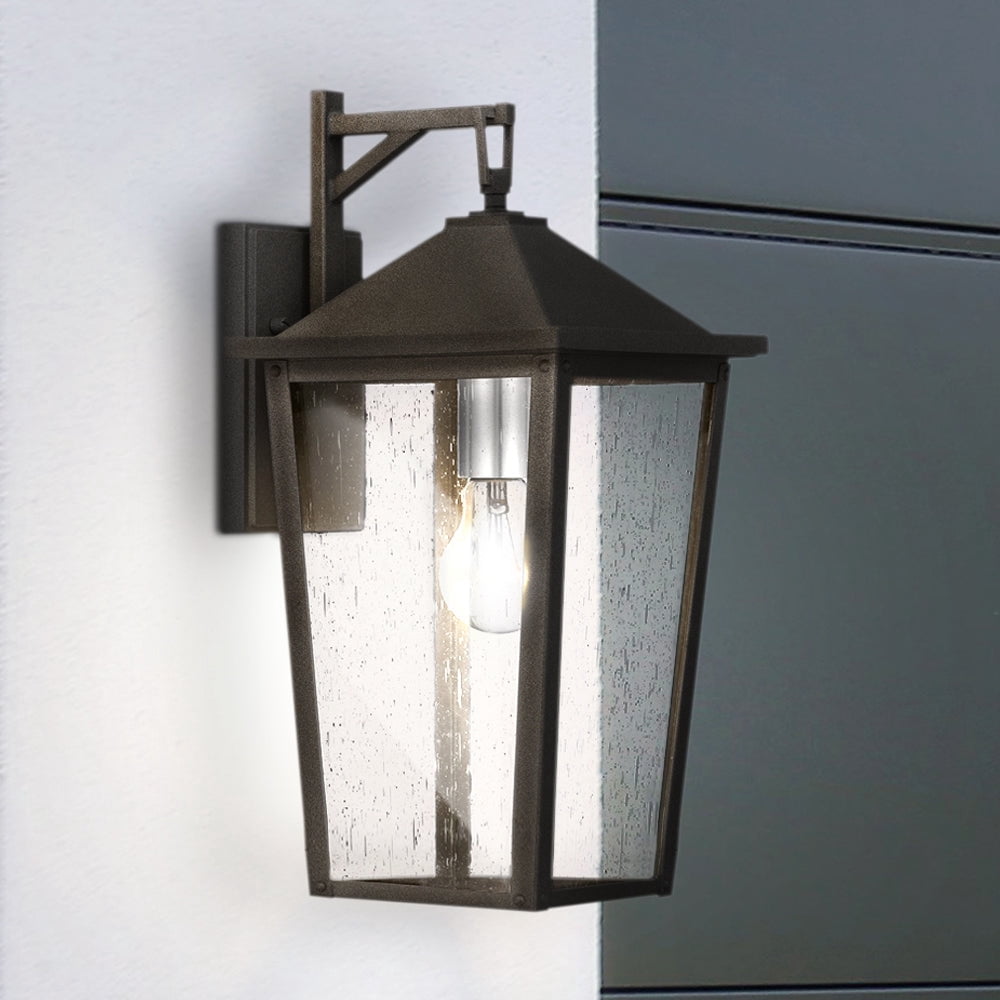 Luxury Modern Rustic Wall Sconce, Large Size: 16.50''H x 7.75''W, with Americana Style Elements, Mottled Black Finish, UQL1870 from the Elmwood Collection by Urban Ambiance