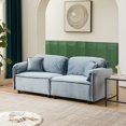 thumbnail image 1 of Luxury Modern Sofa in Velvet, Loveseat Sofa Couch with Backrests and Pillows,  Comfy Upholstered Furniture with Solid Wood Frame for Living Room, Apartment, Studio,  Light Blue, 1 of 7