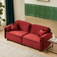 thumbnail image 1 of Luxury Modern Sofa in Velvet, Loveseat Sofa Couch with Backrests and Pillows,  Comfy Upholstered Furniture with Solid Wood Frame for Living Room, Apartment, Studio,  Red, 1 of 7