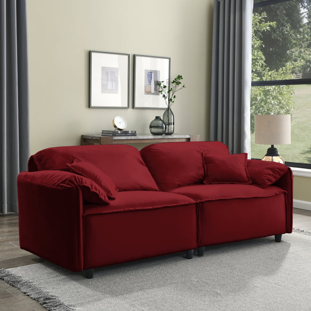 Luxury Modern Style Upholstery Curved Sofa Velvet Upholstered 3