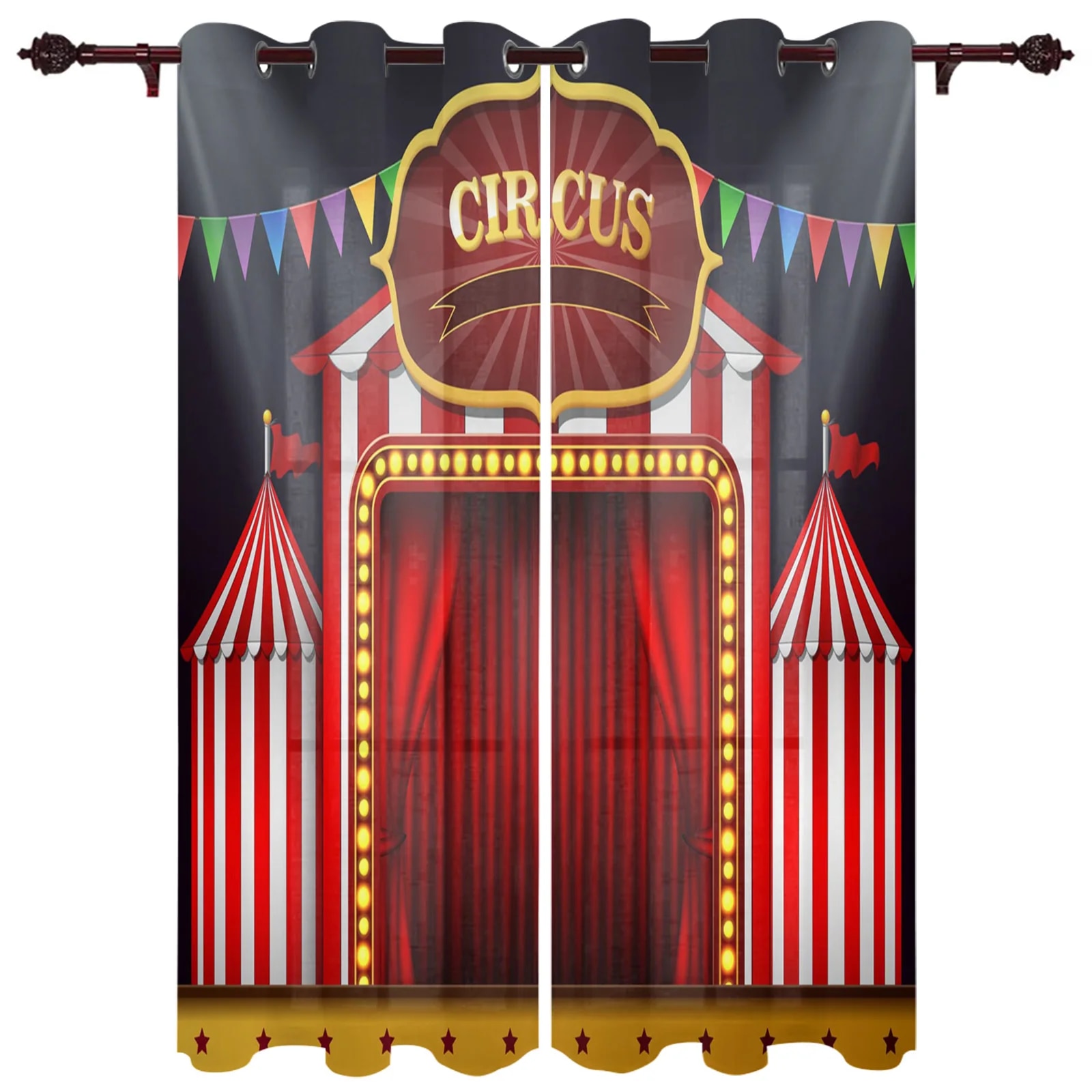 Luxury Modern Window Curtains Circus Festival Retro Bedroom Living Room ...