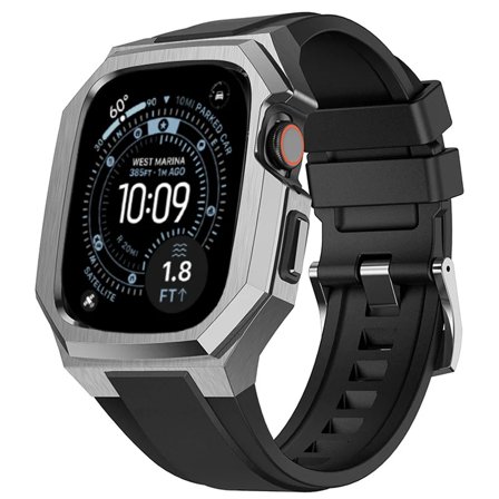 Luxury Modification Kit For Apple Watch Ultra 3 49MM Stainless Steel Case For Iwatch Series Ultra 2 49mm Rubber Strap Refit Kit