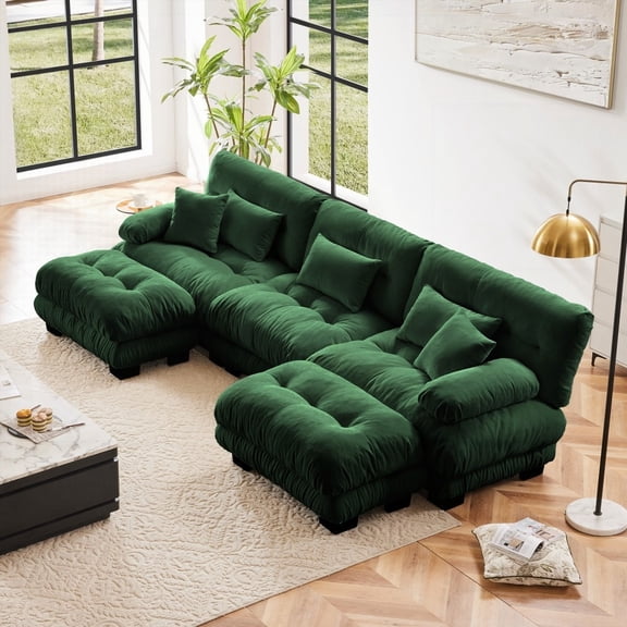 Modern Luxury Chenille U Shaped Sectional Sofa for Living Room - 220×80×75cm