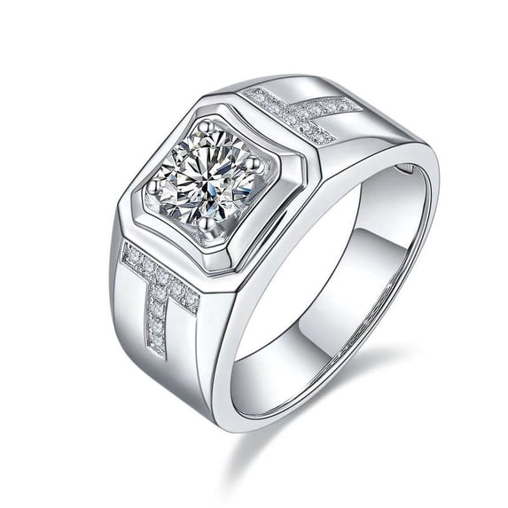 Luxury Moissanite Ring for Men's 1Carat Round Cut Diamond Engagement Rings