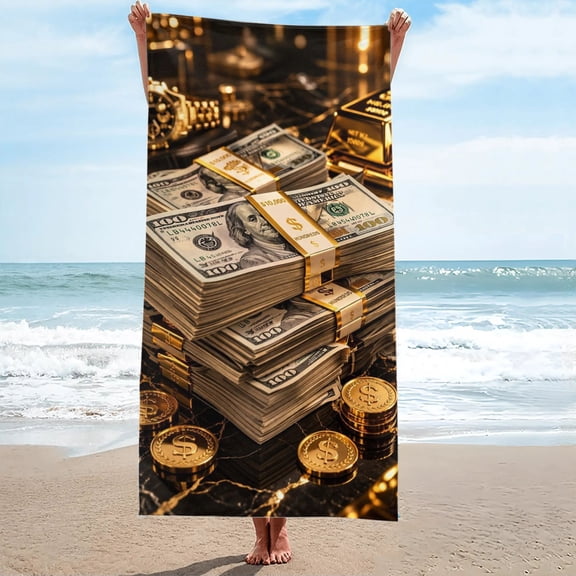 Luxury Money Rich Life Beach Towel Oversized Sand Free 27.5"x55"
