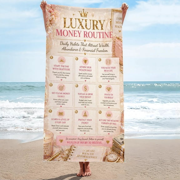 Luxury Money Routine Money Magnet Beach Towel Oversized Sand Free 27.5"x55"