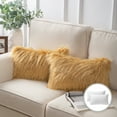 thumbnail image 1 of Luxury Mongolian Fluffy Faux Fur Series Square Decorative Throw Pillow Cusion for Couch, 12" x 20", Ginger, 2 Pack, 1 of 7