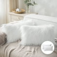 thumbnail image 1 of Luxury Mongolian Fluffy Faux Fur Series Square Decorative Throw Pillow Cusion for Couch, 12" x 20", True White, 2 Pack, 1 of 6