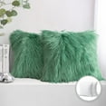 thumbnail image 2 of Hunter Green 16x16 Inch Square Mongolian Fur Pillow Cover With Fabric Backing 2 of 4