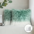 thumbnail image 1 of Luxury Mongolian Fluffy Faux Fur Series Square Decorative Throw Pillow Cusion for Couch, 20" x 20", Blue/White, 2 Pack, 1 of 7