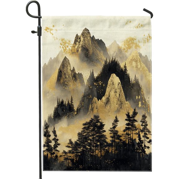 Luxury Mountain Scenic Garden Flags 12x18 Double Sided for Outside Decorative, Nature Mountain Landscape Pattern FrontYard House Flag, Cool Scenery Outdoor Small Backyard Lawn Flag