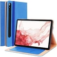 thumbnail image 1 of Luxury Multi-Functional Leather Tablet Case with Foldable Holder Hand Strap Card Slots Cover, for Samsung Galaxy S5e S6 Lite S7 S8 Ultra Plus FE Shell(Blue,S8 Plus 2022 12.4 X800), 1 of 8