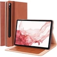 thumbnail image 1 of Luxury Multi-Functional Leather Tablet Case with Foldable Holder Hand Strap Card Slots Cover, for Samsung Galaxy S5e S6 Lite S7 S8 Ultra Plus FE Shell(Brown,S6 Lite 2020 10.4 P610), 1 of 8