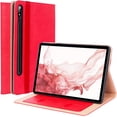 thumbnail image 1 of Luxury Multi-Functional Leather Tablet Case with Foldable Holder Hand Strap Card Slots Cover, for Samsung Galaxy S5e S6 Lite S7 S8 Ultra Plus FE Shell(Red,S7 Plus 2020 12.4 T970), 1 of 8