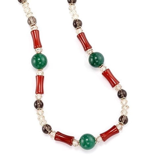 Luxury Multi-Gemstone Statement Necklace with Genuine Jade, Carnelian and Smokey Quartz Jewelry Necklace