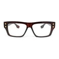thumbnail image 1 of Luxury Narrow Rectangle Designer Style Horn Rim Clear Lens Fashion Glasses Brown, 1 of 4