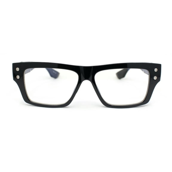 Luxury Narrow Rectangle Designer Style Horn Rim Clear Lens Fashion Glasses Shiny Black